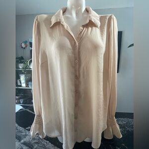 Festi Elegant Cream Button-Up Blouse Women's Plus Size 2
